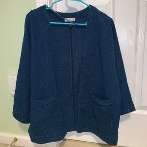 Cozy Blue Oversized Cardigan with Pockets